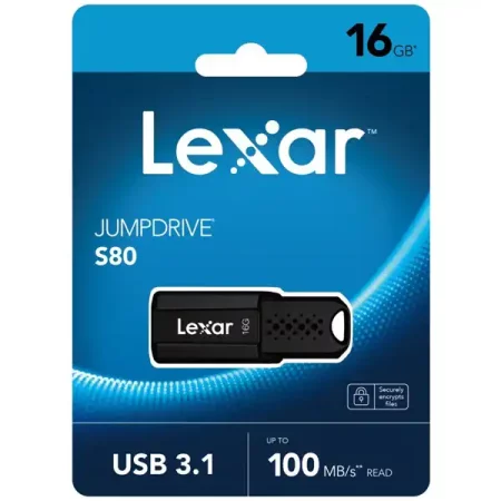 USB флаш памет флашка Lexar JumpDrive S80 16GB USB 3.1 Flash Drive, Черна