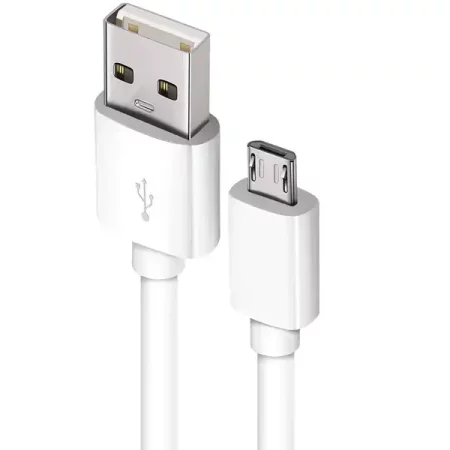 Кабел бързо зареждане USB(A) - Micro-USB (M)-(M), 1.0m, НОВ, Бял
