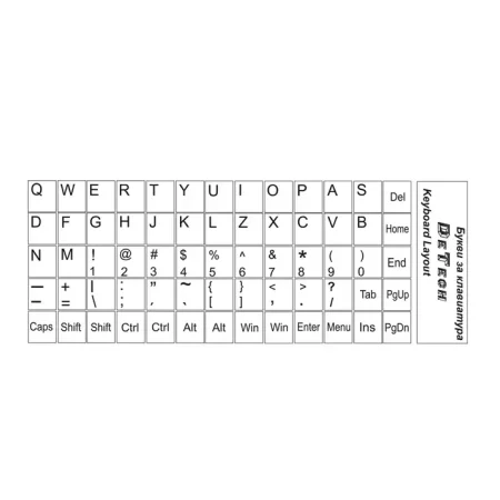 Стикери / лепенки / букви за клавиатура, 65 символа, бял, латиница