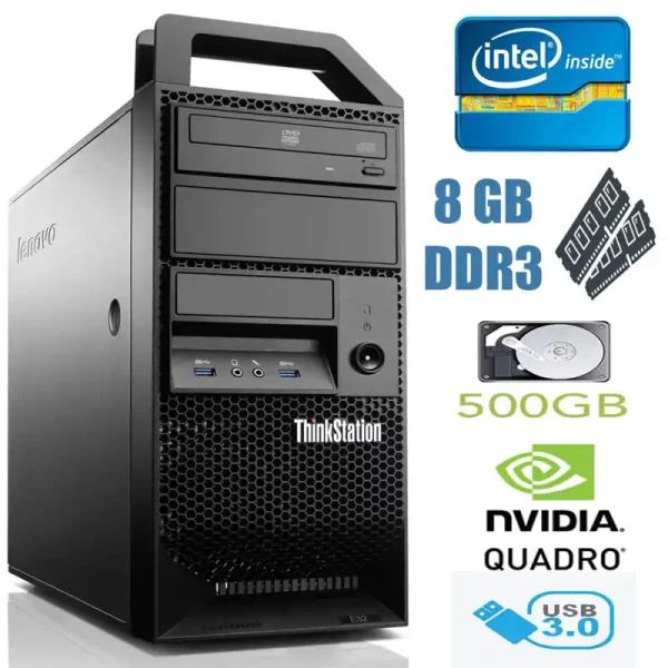 Геймърски компютър PC Lenovo Intel Core i5-4670 / NVIDIA QUADRO 2GB / 8GB DDR3 / 500GB