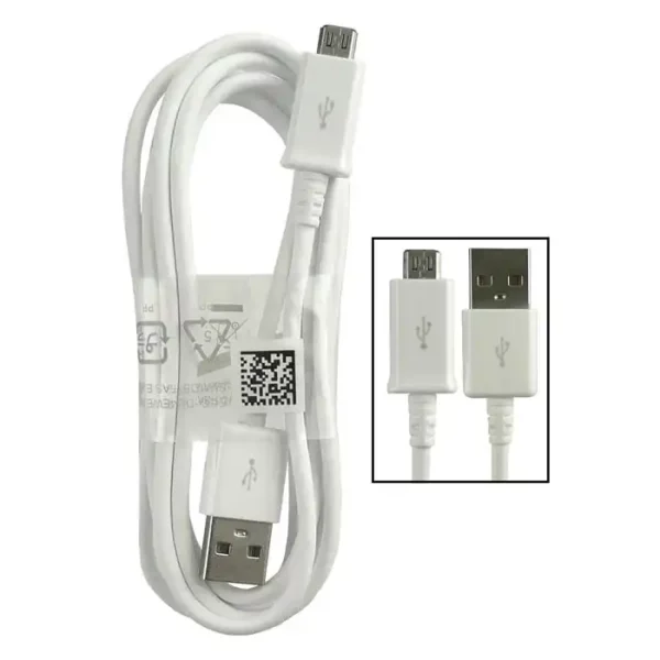 Кабел за зареждане USB(A) - Micro-USB (M)-(M), 1.0m, НОВ, Бял - Image 2