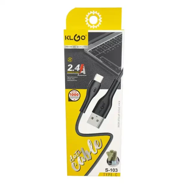 KL-GO Кабел бързо зареждане USB(A) - USB(C) Type-C, (M)-(M), 1.0m, НОВ, Черен