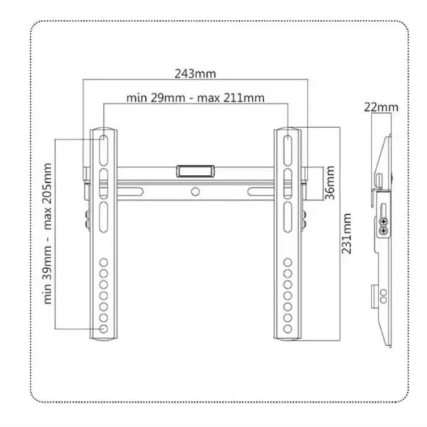 Стенна стойка за TV A+ SP43T, 23"-43", Черна - Image 2