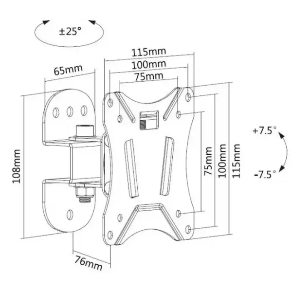Стенна стойка за TV A+ SPK110, Регулируема, 13"-32", Черна - Image 3
