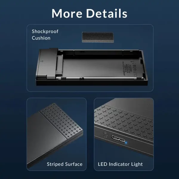 HDD/SSD Кутия кутийка Външен Rack Orico кутия за диск Storage 2.5 inch USB3.0 - 2526U3-V1-BK - Image 3