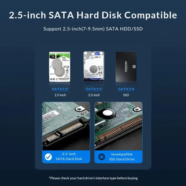 HDD/SSD Кутия кутийка Външен Rack Orico кутия за диск Storage 2.5 inch USB3.0 - 25PW1-U3-BK - Image 4